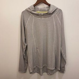 Grey and white striped  hoodie